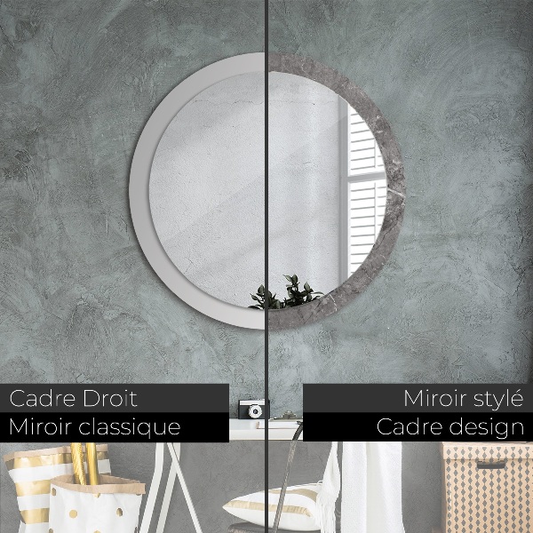 Round mirror frame with print Rustic marble