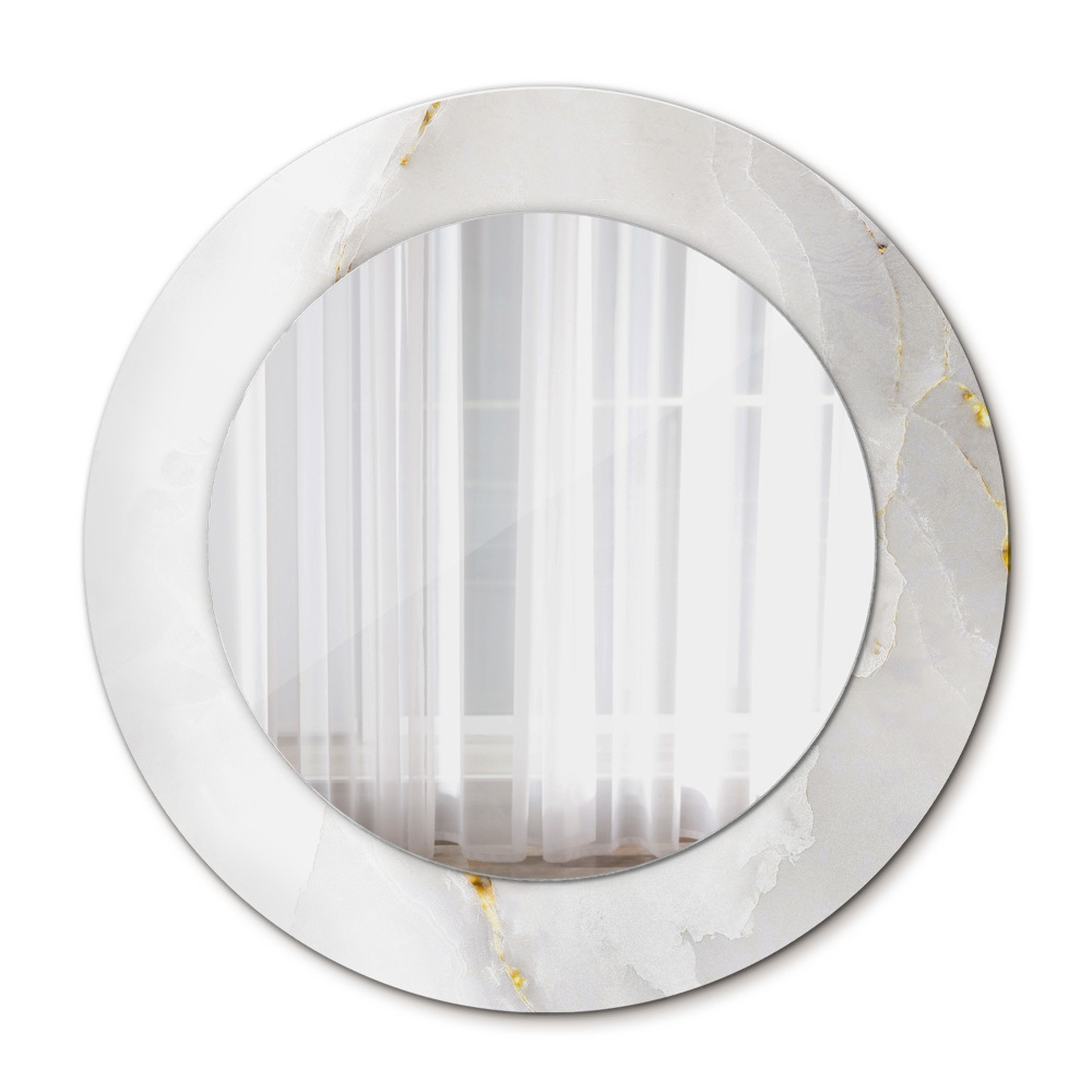 Round mirror frame with print Shiny marble