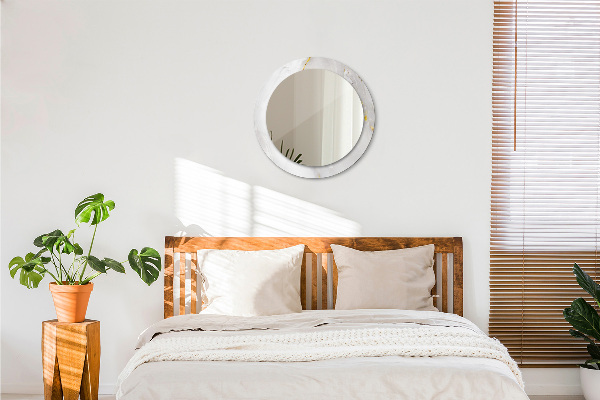 Round mirror frame with print Shiny marble