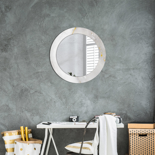 Round mirror frame with print Shiny marble