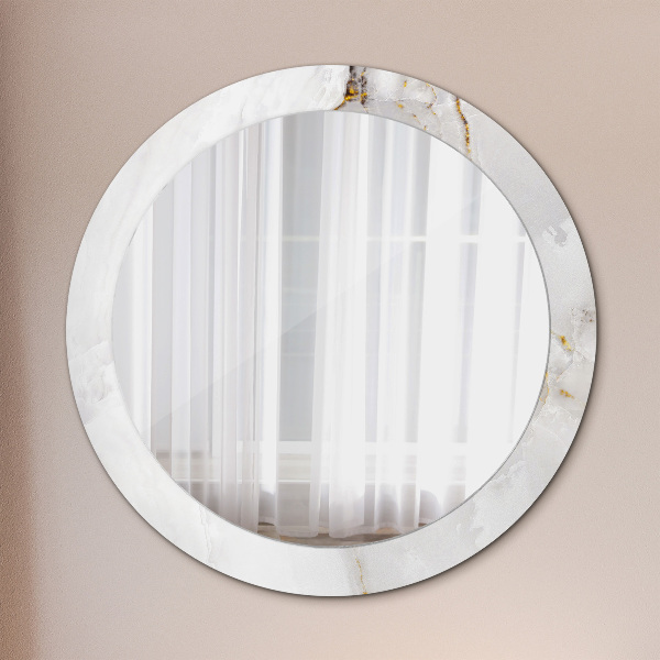 Round mirror frame with print Shiny marble