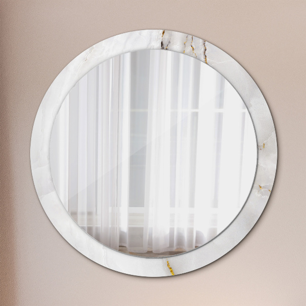 Round mirror frame with print Shiny marble