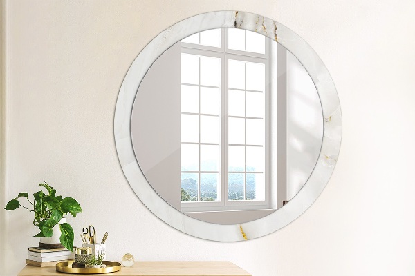 Round mirror frame with print Shiny marble