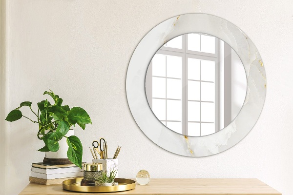 Round mirror frame with print Shiny marble