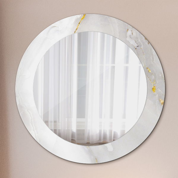Round mirror frame with print Shiny marble