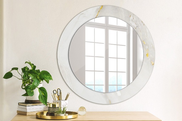 Round mirror frame with print Shiny marble