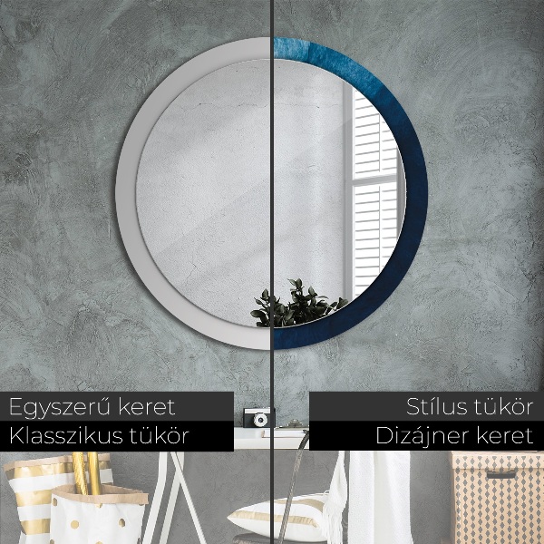 Round mirror frame with print Abstract art