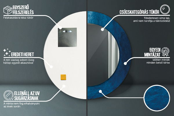 Round mirror frame with print Abstract art