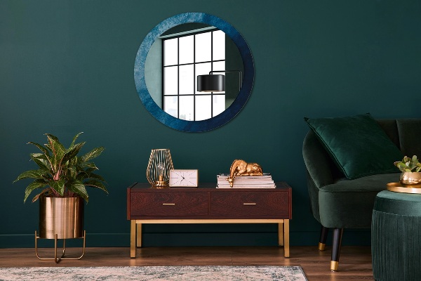 Round mirror frame with print Abstract art
