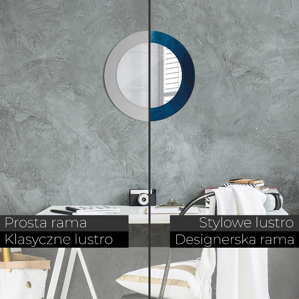 Round mirror frame with print Abstract art