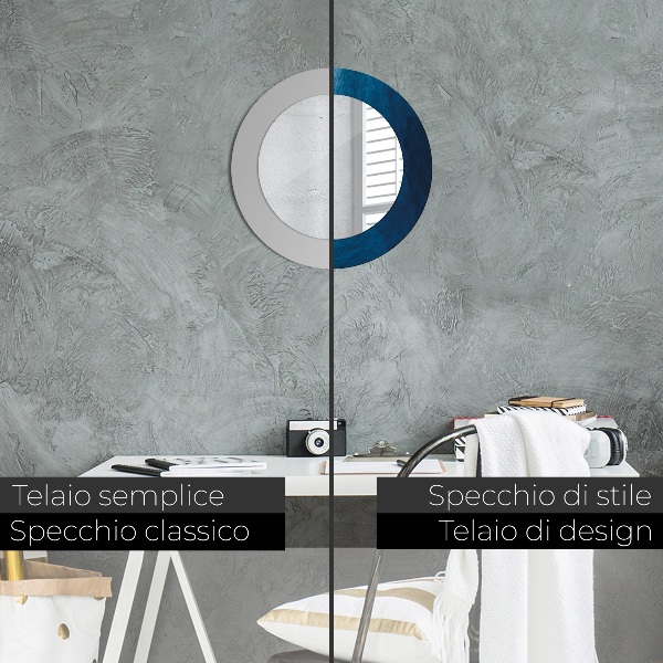 Round mirror frame with print Abstract art