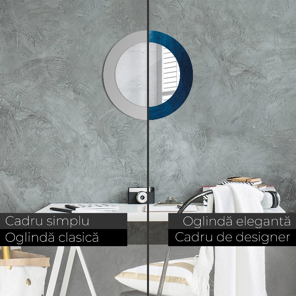 Round mirror frame with print Abstract art