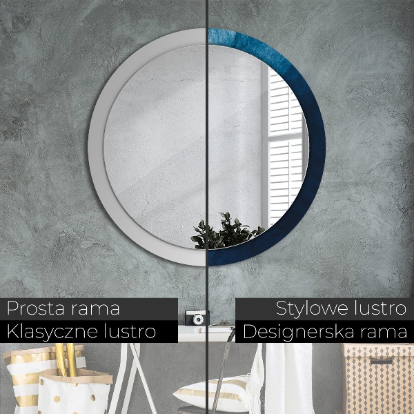 Round mirror frame with print Abstract art