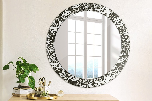 Round printed mirror Abstract fluid