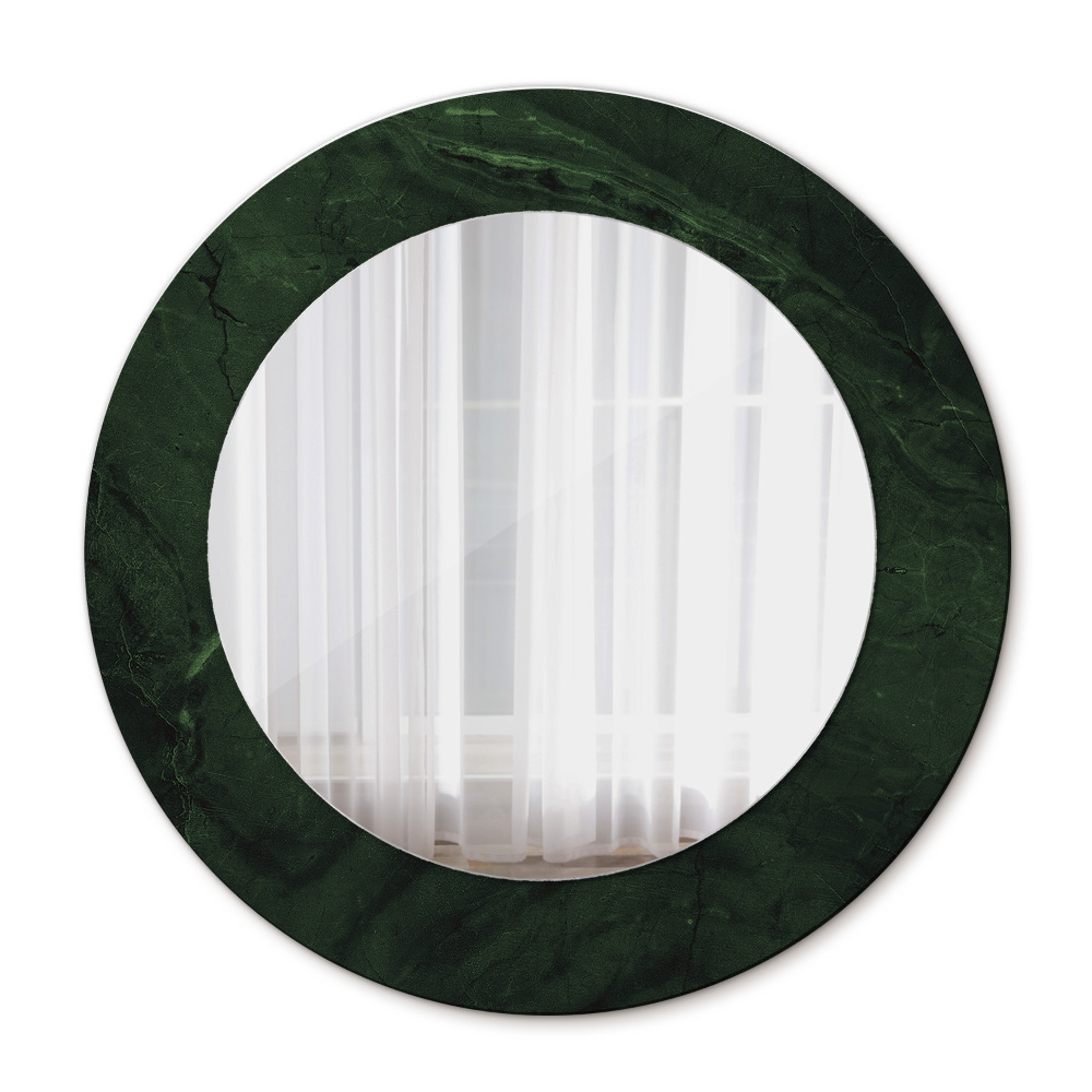 Round printed mirror Green marble
