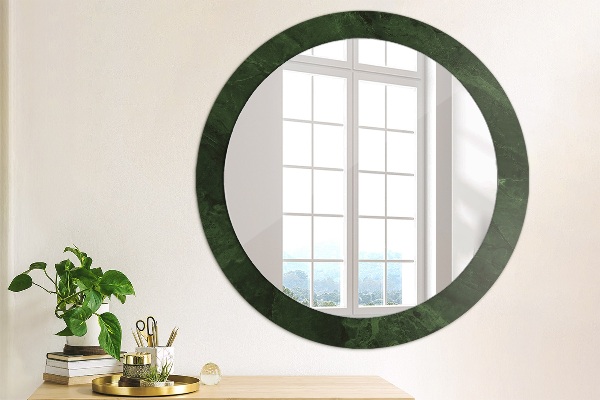 Round printed mirror Green marble