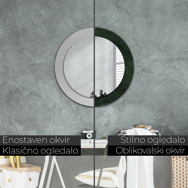 Round printed mirror Green marble