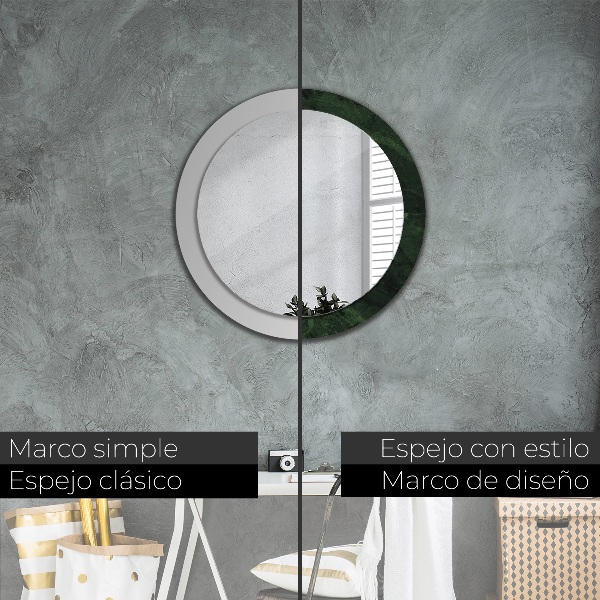 Round printed mirror Green marble