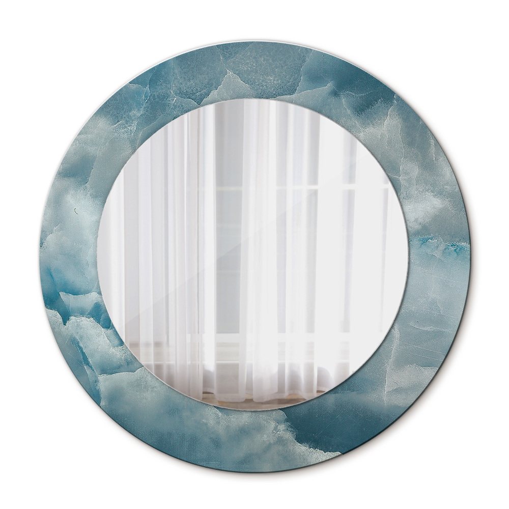 Round printed mirror Blue onyx marble