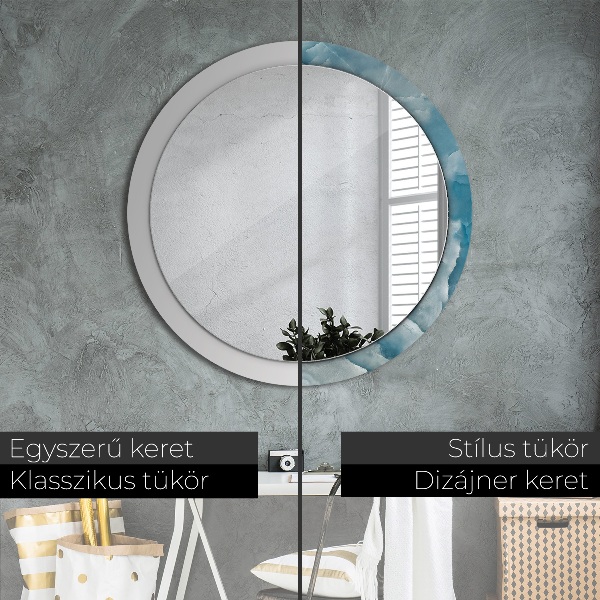 Round printed mirror Blue onyx marble