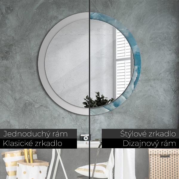 Round printed mirror Blue onyx marble