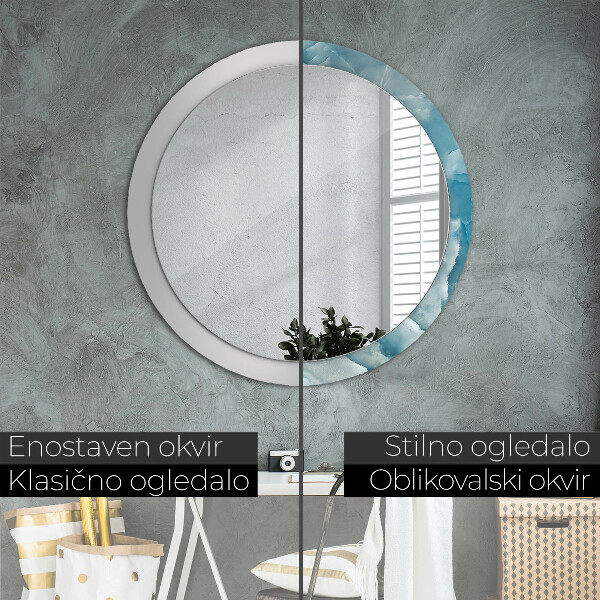 Round printed mirror Blue onyx marble