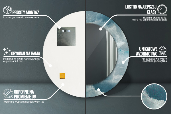 Round printed mirror Blue onyx marble