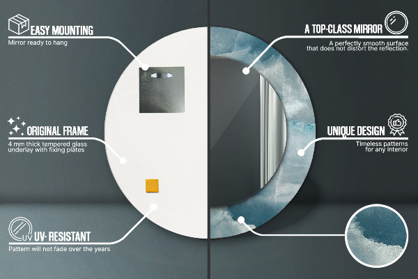 Round printed mirror Blue onyx marble