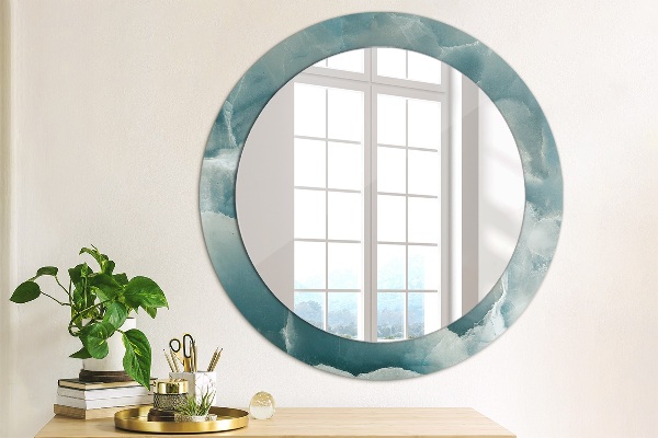 Round printed mirror Blue onyx marble