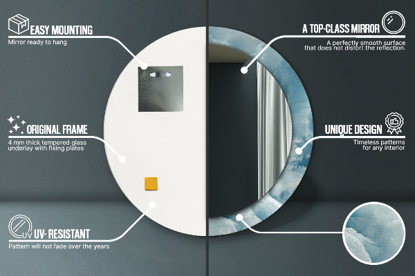 Round printed mirror Blue onyx marble