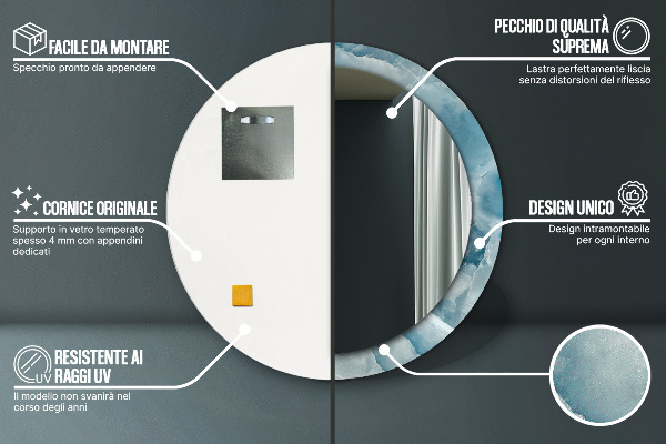 Round printed mirror Blue onyx marble