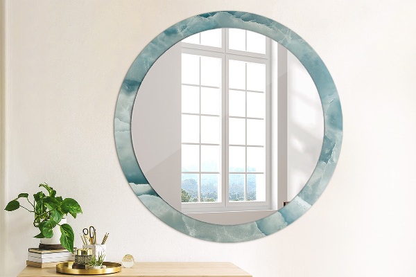 Round printed mirror Blue onyx marble