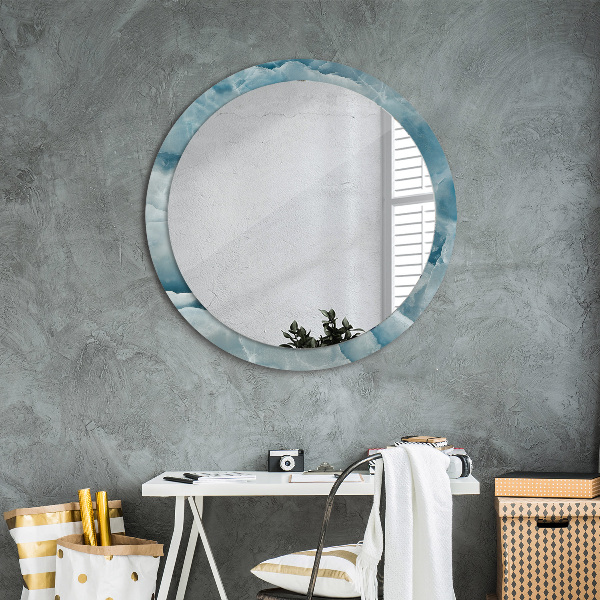 Round printed mirror Blue onyx marble