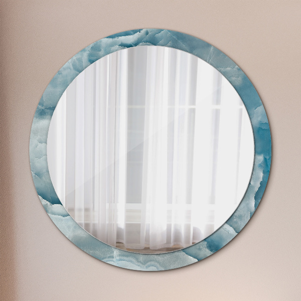 Round printed mirror Blue onyx marble