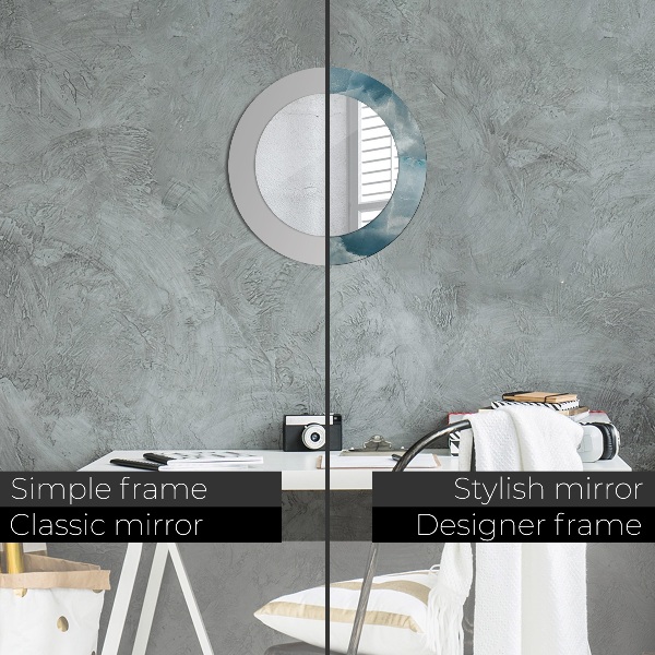 Round printed mirror Blue onyx marble