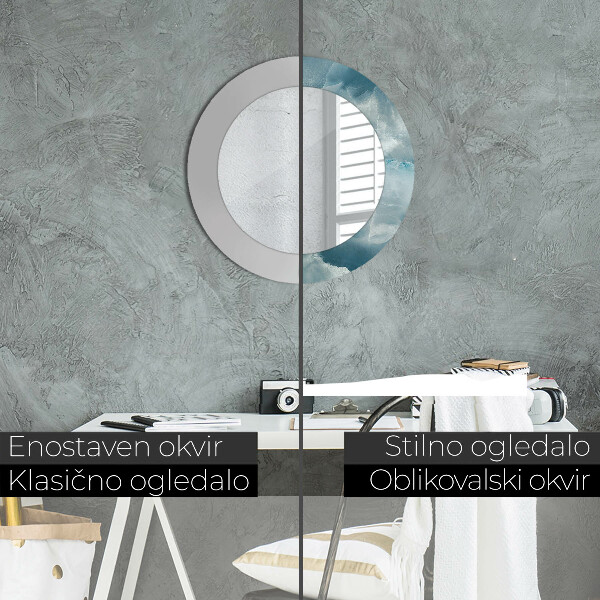 Round printed mirror Blue onyx marble