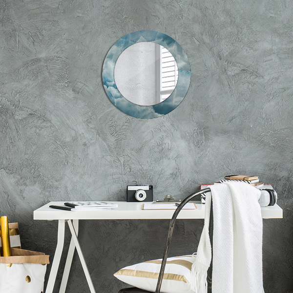 Round printed mirror Blue onyx marble