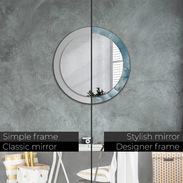 Round printed mirror Blue onyx marble