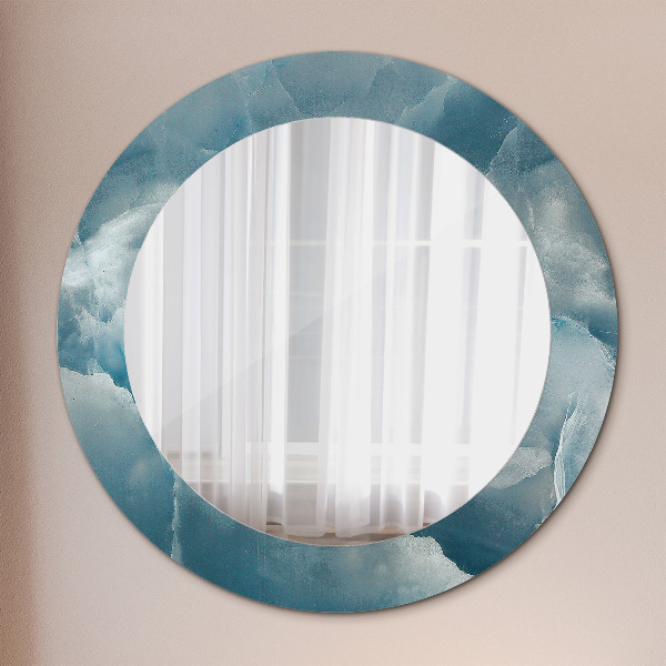 Round printed mirror Blue onyx marble