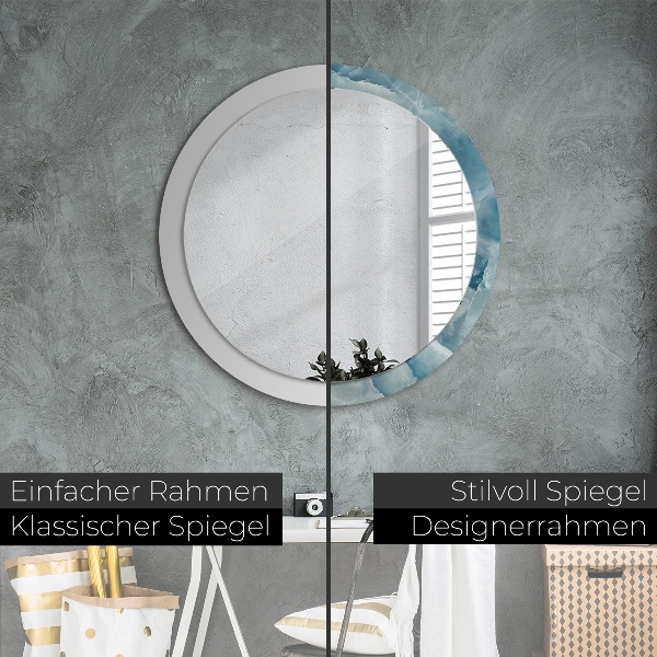 Round printed mirror Blue onyx marble