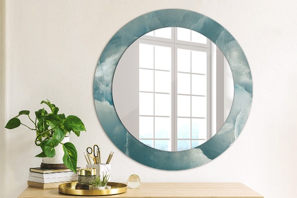 Round printed mirror Blue onyx marble