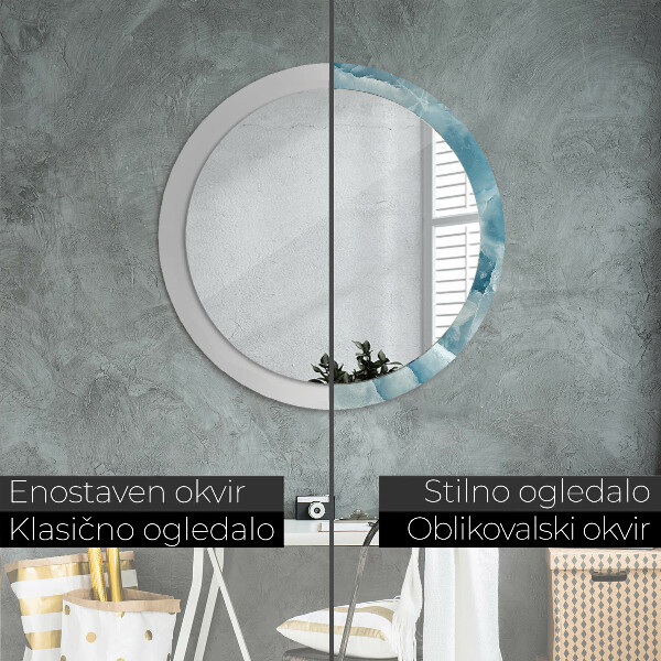 Round printed mirror Blue onyx marble