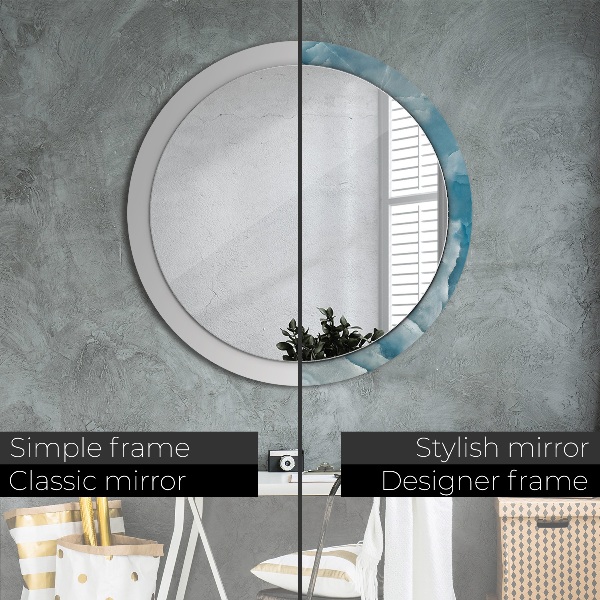 Round printed mirror Blue onyx marble