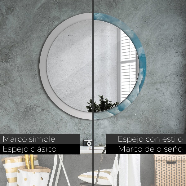 Round printed mirror Blue onyx marble