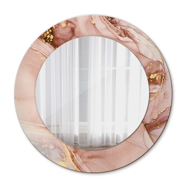 Round printed mirror Abstract fluid