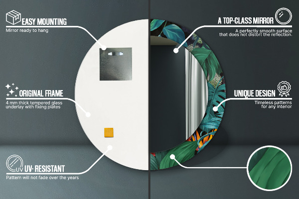 Round printed mirror Forest in the jungle