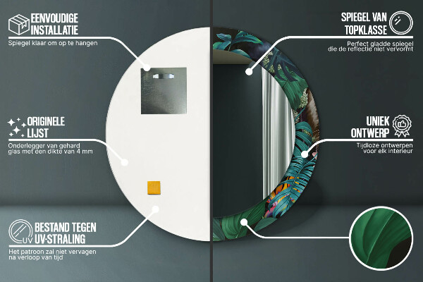 Round printed mirror Forest in the jungle