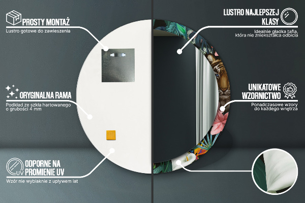 Round printed mirror Forest in the jungle