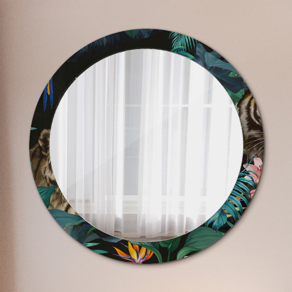 Round printed mirror Forest in the jungle