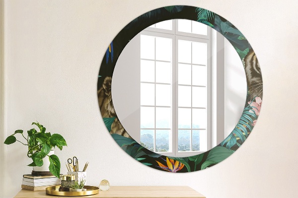 Round printed mirror Forest in the jungle